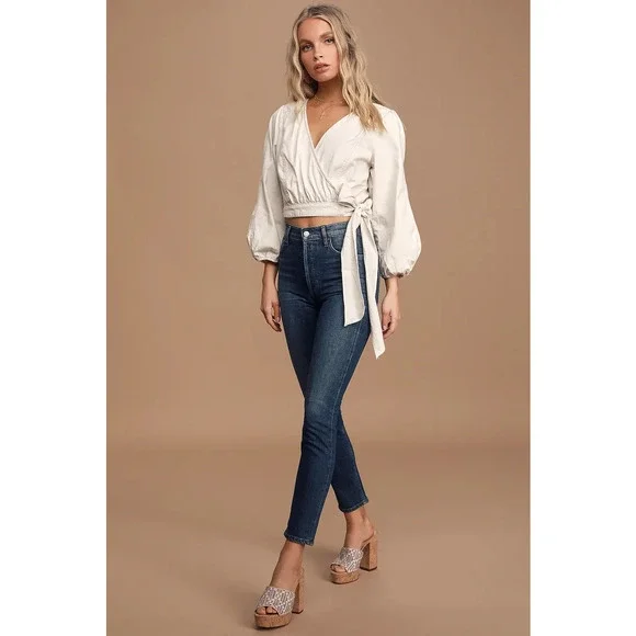 Free People Cream Wrap Blouse - Picture 4 of 14